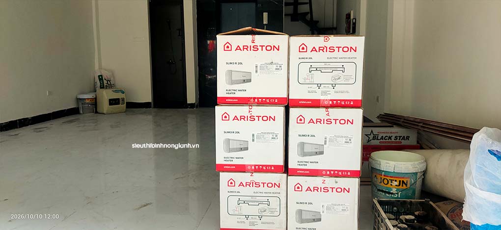 6 bình nóng lạnh Ariston SLIM3 20 R VN đến địa chỉ nhận hàng tại phố Nguyên Hồng, Hà Nội.