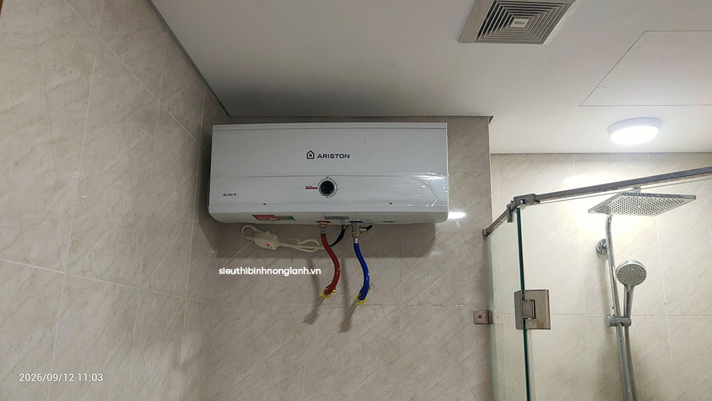 Lắp đặt hoàn tất bình nóng lạnh Ariston SLIM3 R MT 20L