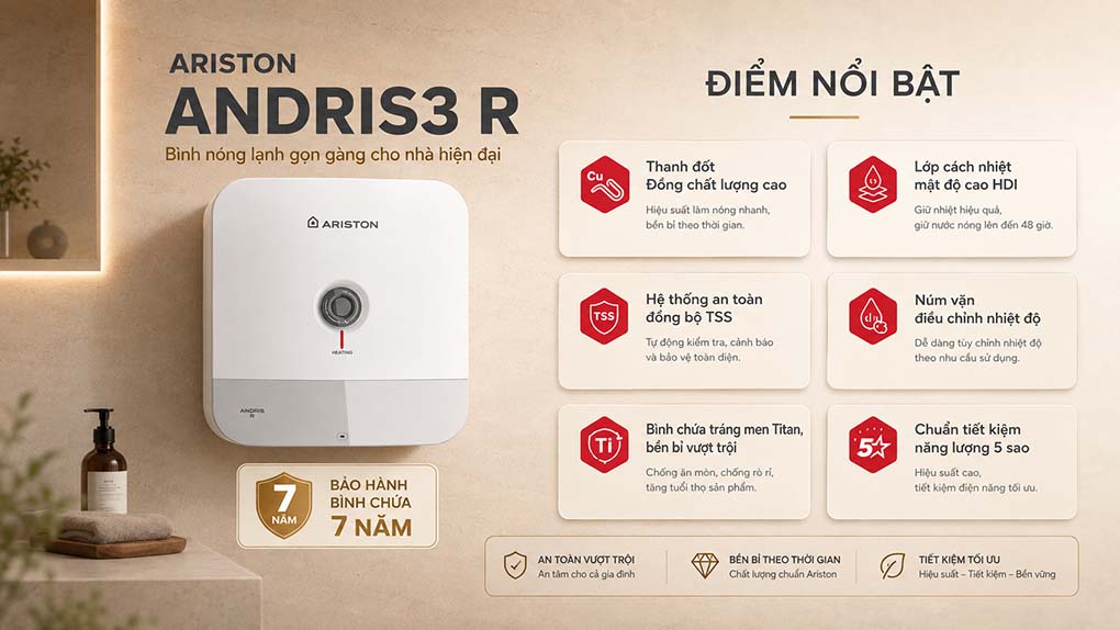 Điểm nổi bật của Ariston ANDRIS3 R