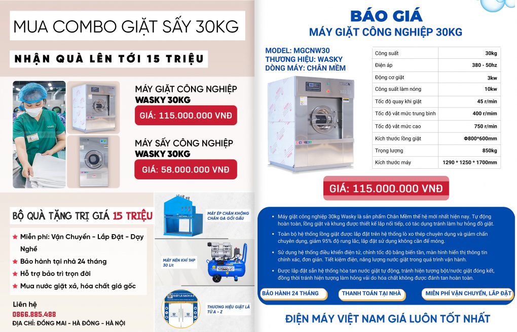 Chương trình khuyến mãi khi mua máy giặt Wasky 30 kg