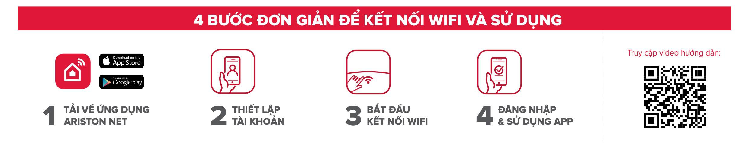 4 bước kết nối wifi cho bình nóng lạnh ariston