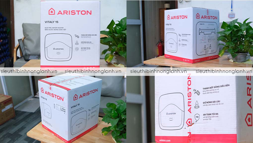 Fullbox Bình nóng lạnh Ariston 15L VITALY 15 2.5 FE