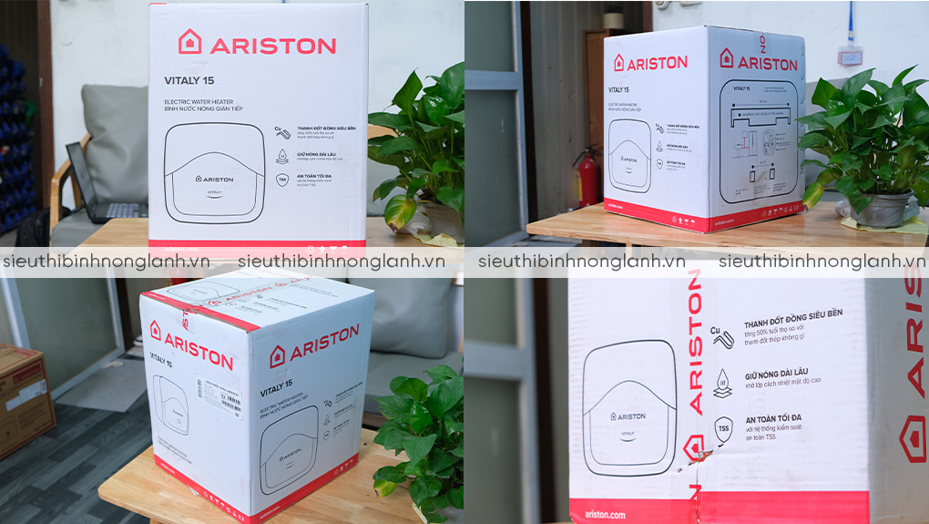 Fullbox bình nóng lạnh Ariston VITALY 15 LÍT