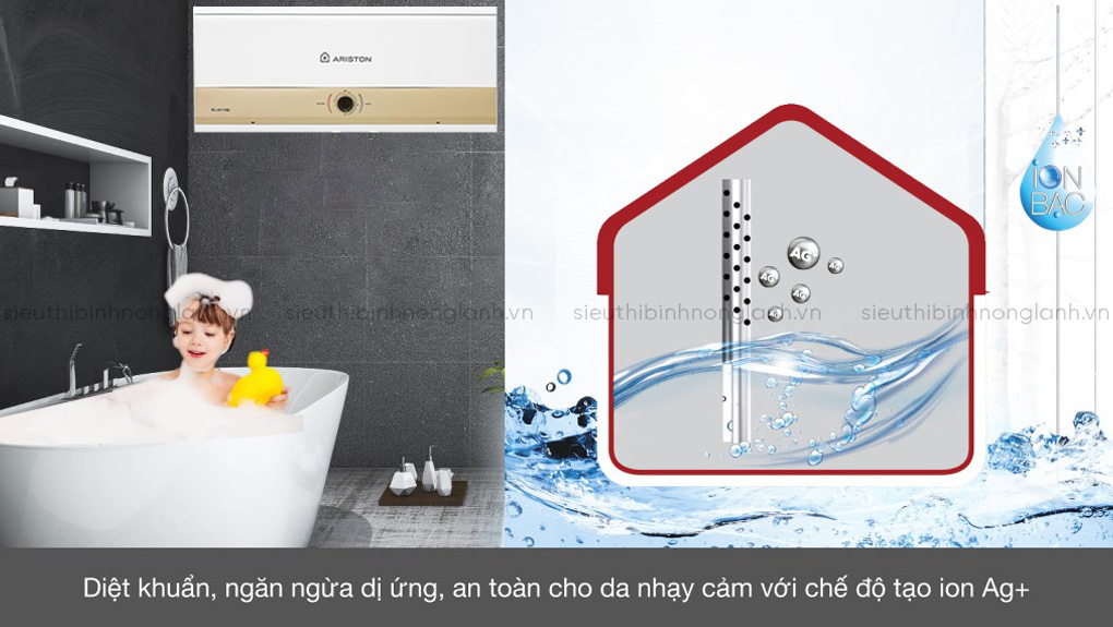 Ống dẫn nước vào được trang bị công nghệ ion bạc Ag+, sản sinh các tinh thể ion bạc, tiêu diệt đến 80% vi khuẩn và nấm mốc trong nước.