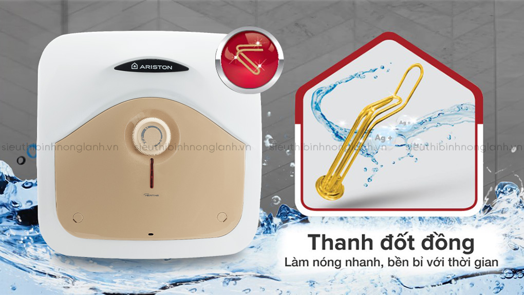 Thanh đốt bằng đồng nguyên chất, dẫn nhiệt nhanh, chống bám cặn, đảm bảo nguồn nước sạch và tăng độ bền sản phẩm