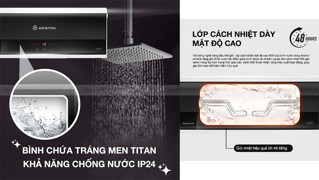 Ruột bình tráng men titan và lớp cách nhiệt mật độ cao HDI