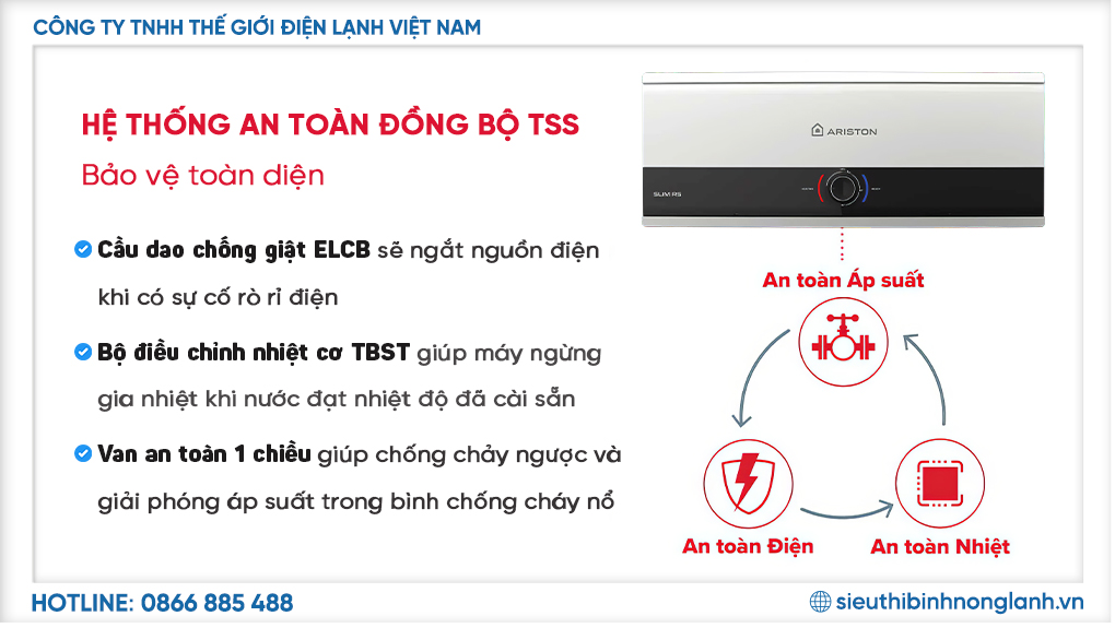 Hệ thống an toàn đồng bộ TSS với ELCB chống giật, Rơ le nhiệt TBST, Van áp suất 1 chiều