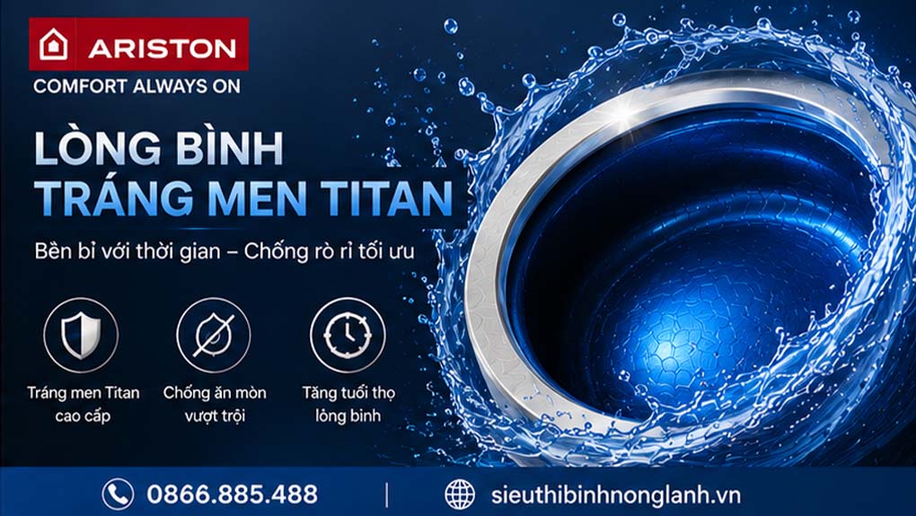 Bình nóng lạnh Ariston ANDRIS3 LUX 30L lòng bình tráng men titan